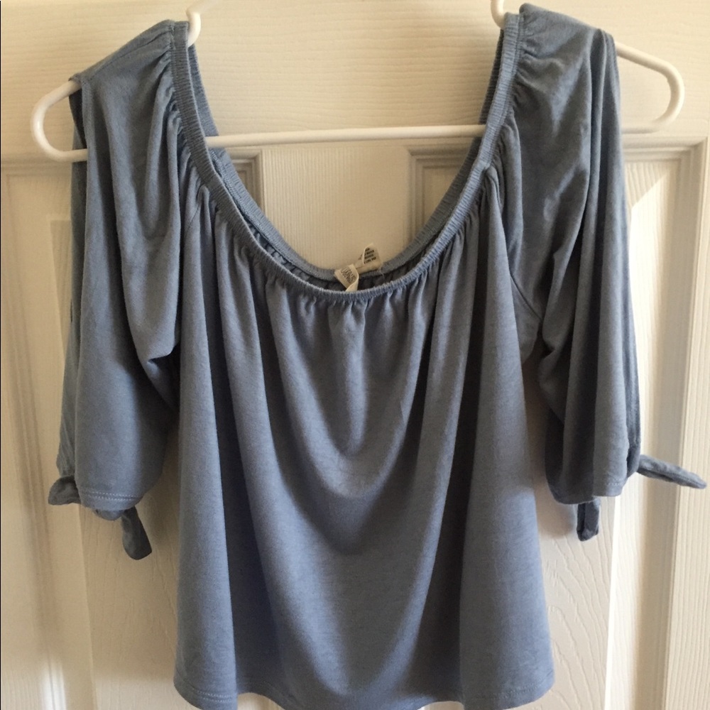 An off shoulder peasant style blouse